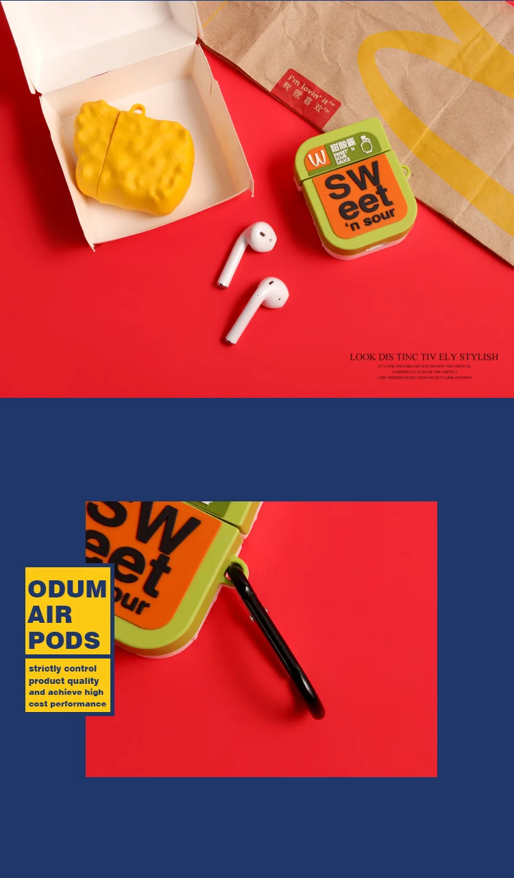 3D милый mcdonald's курица McNuggets McKee коробка кожухи головных телефонов для Apple Airpods 1/2 Забавный силиконовый чехол для защиты наушников