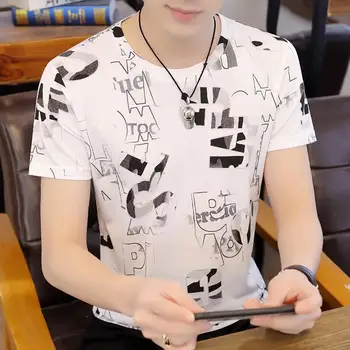 

Summer new short sleeve t-shirt men's fashion brand ins pure cotton half sleeve handsome spring bottoming T-shirt