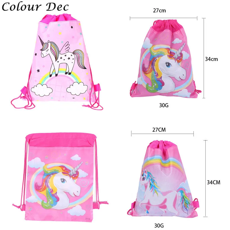 

1/6/12/24/30PCS Unicorn Drawstring bag for Girls Travel Storage Package Cartoon School Backpacks Children Birthday Party Favors
