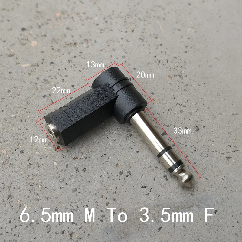 3.5mm to 6.35mm Right Angled Adaptor Stereo 3.5 Female Jack to 6.5