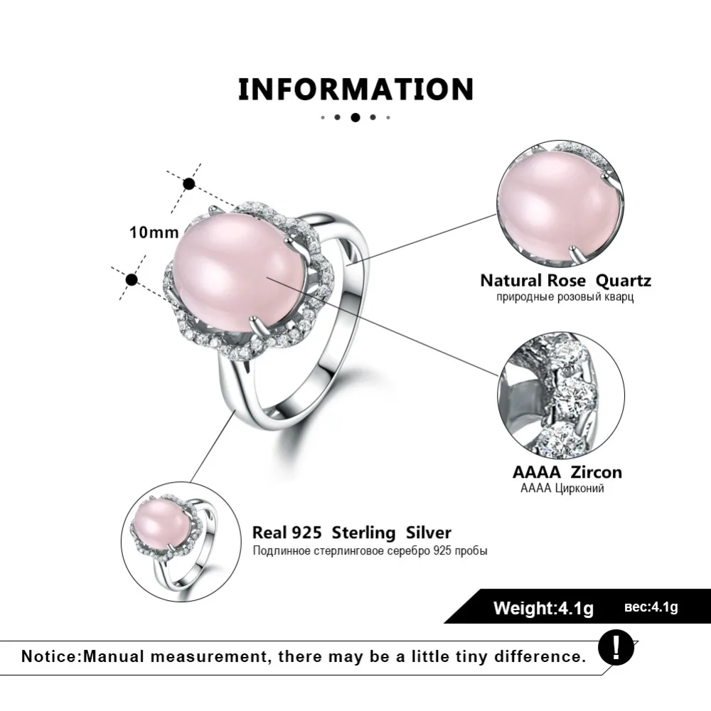 ORSA JEWELS Подлинная Мода 925 Обручальное розовое кварцевое кольцо из стерлингового серебра в форме цветка кольцо на головщину ювелирные изделия VSR16