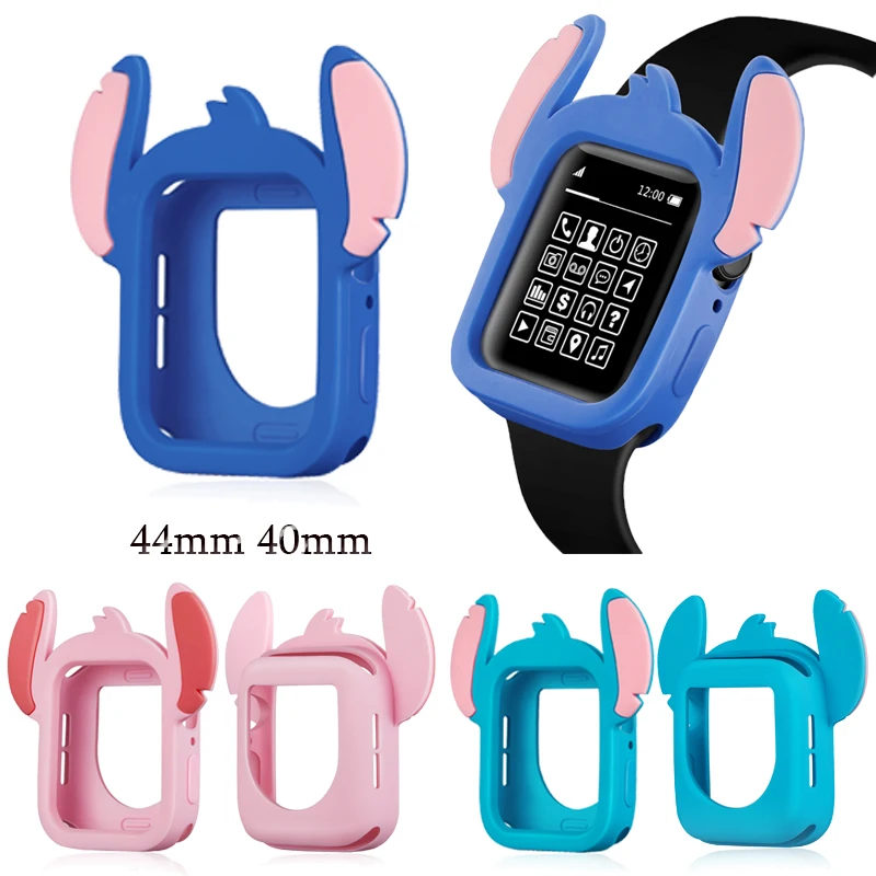 

Cute cartoon soft silcone Bumper watch Case For apple watch 4 5 40mm 44mm Full Body Protective Frame Shockproof Cover For iwatch