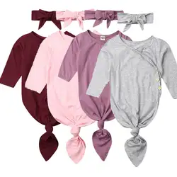Однотонные спальные мешки для новорожденных с повязкой на голову, Пеленальный спальный мешок, комплект одежды