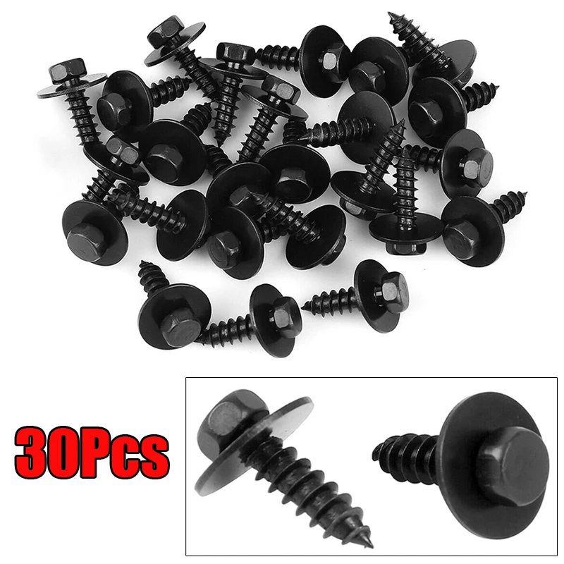 

Retainer Screws Metal 30Pcs Replacement Black For Toyota Set Mouldings Automotive