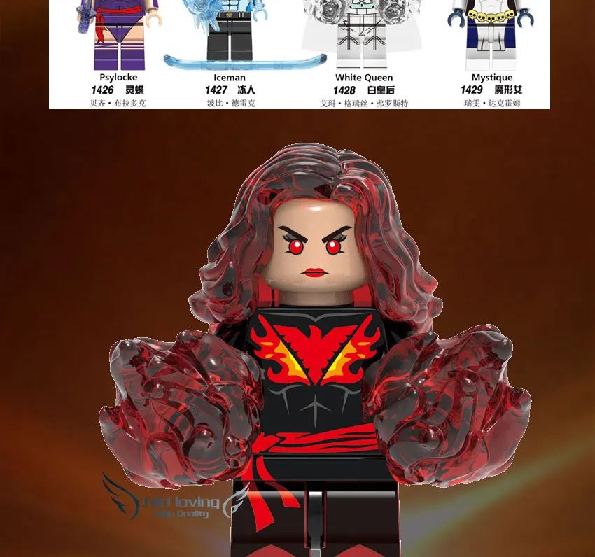 Темный Феникс, Супер Герои леголи, Люди Икс, colorssus Sentinel Psylocke Iceman, белая королева, Mystique buidling blocks, детские игрушки XH1422