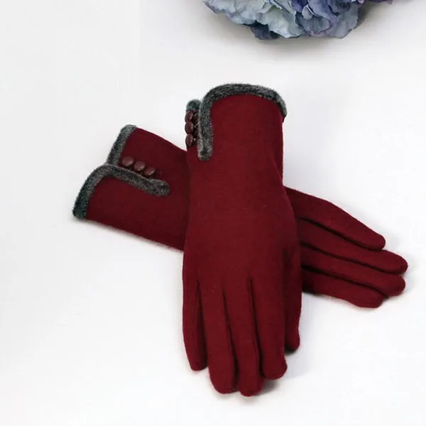 G096 Wine Red CHSDCSI модные Варежки женские зимние для активного отдыха, спортивная теплая перчатка Женские перчатки с кнопками женские зимние теплые варежки для взрослых - Цвет: G096 Wine Red