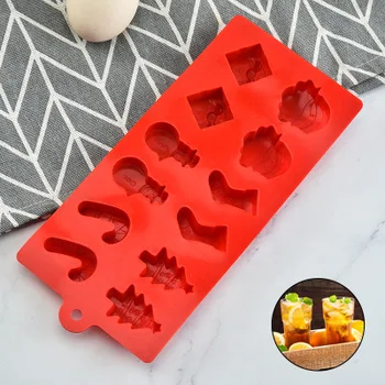

12 Grids DIY Silicone Baking Mold Christmas Biscuit Mold Kitchen Baking Supplies Household Chocolate Ice Mold Christmas Decor