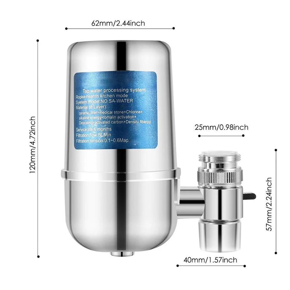 Керамический водопроводной фильтр для воды, кухонный кран, фильтр для воды из нержавеющей стали, Водоочиститель для воды, уменьшает запах хлора, загрязняющие вещества
