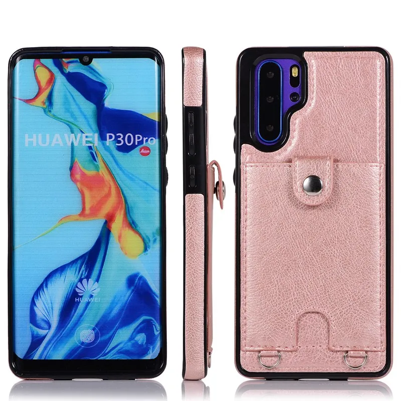 С ремешком из искусственной кожи чехол для huawei P30 Pro P30 Lite mate 20 Pro mate 20 Lite слот для карт ремешок ожерелье модный чехол-кошелек