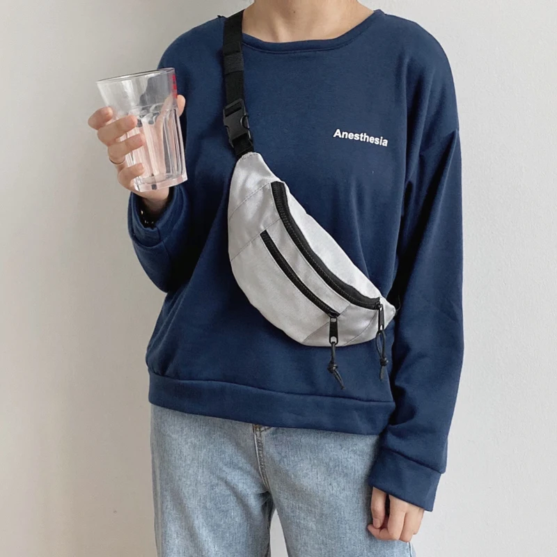 

2019 Winter New Casual Canvas Women Waist Pack Bag Lady Chest Bag Small Crossbody Shoulder Bag Pocket Waist Belt Bag Whole Sale