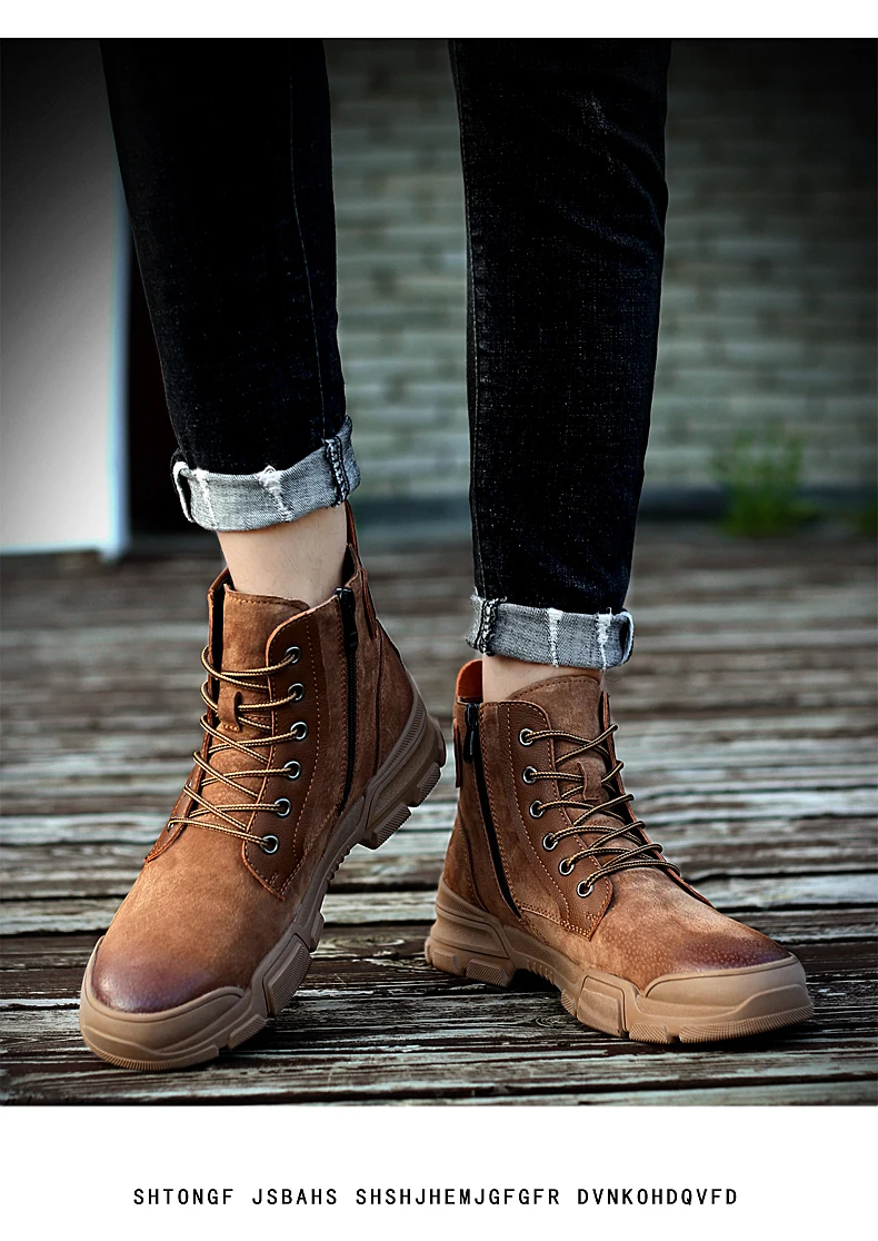 Hemmyi/ г. Уличные мужские походные ботинки из хлопка, сохраняющие тепло, мужская обувь с высоким берцем обувь для пеших прогулок из свиной кожи на шнуровке для мужчин, размер 38-44