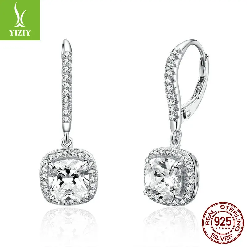 

Earrings Women's Europe And America Fashion And Personality Long White Gold Plated Bright Time S925 Sterling Silver Earrings Sce