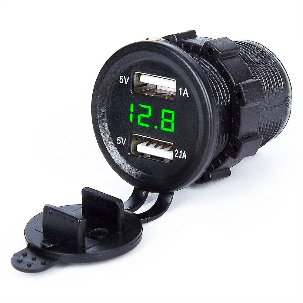 DIY 12 v-24 v 3.1A Водонепроницаемый с портом USB для мотоциклов и автомобилей Зарядное устройство с красные, синие зеленый Вольтметр DIY Зарядное устройство автомобиля изменение Запчасти