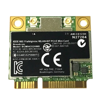 

BCM4352 BCM94352HMB Half Mini PCIe PCI-Express Wireless WIFI WLAN BT Bluetooth Card 802.11AC 867 Mhz for 724935-001