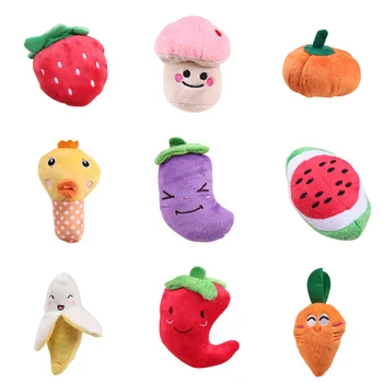 

9pcs Squeaky Fruits and Vegetables Cute Stuffed Plush Puppy Dog Toys for Small Dogs