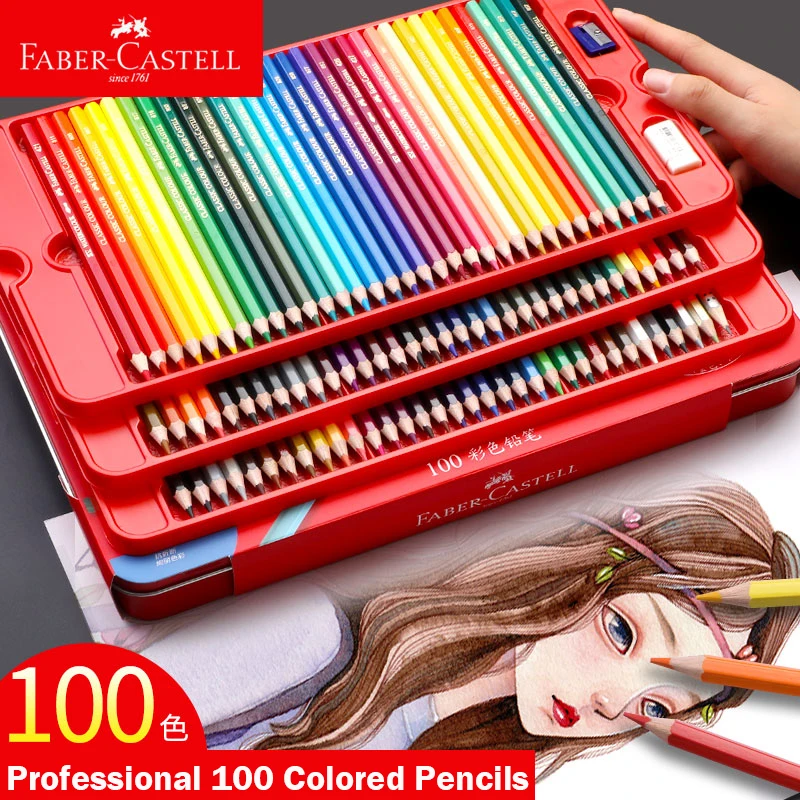 FABER-CASTELL 100 Color Oil Colored Pencils Lapis Professionals Artist Painting&Drawing School Sketch Pencils Art Supplies Gift faber castell pitt artist pen 4lü siyah farklı uç