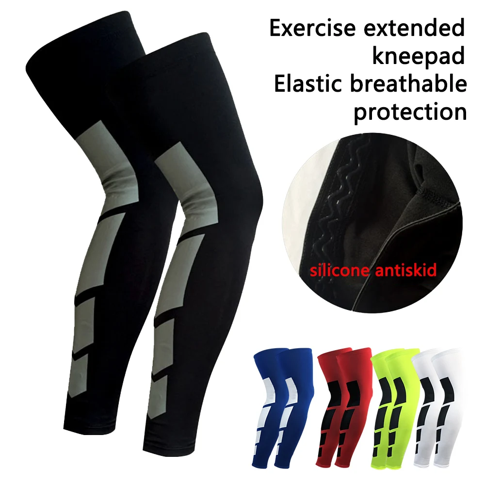 

1PCS Pro Sports Silicone Antiskid Long Knee Legwarmers Support Compression Brace Pad Protector Sport Basketball Leg Sleeve