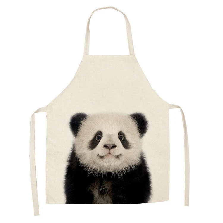 1Pcs Kitchen Apron Cute Animals Printed Sleeveless Cotton Linen Aprons for Men Women Home Cleaning Tools 55*68cm