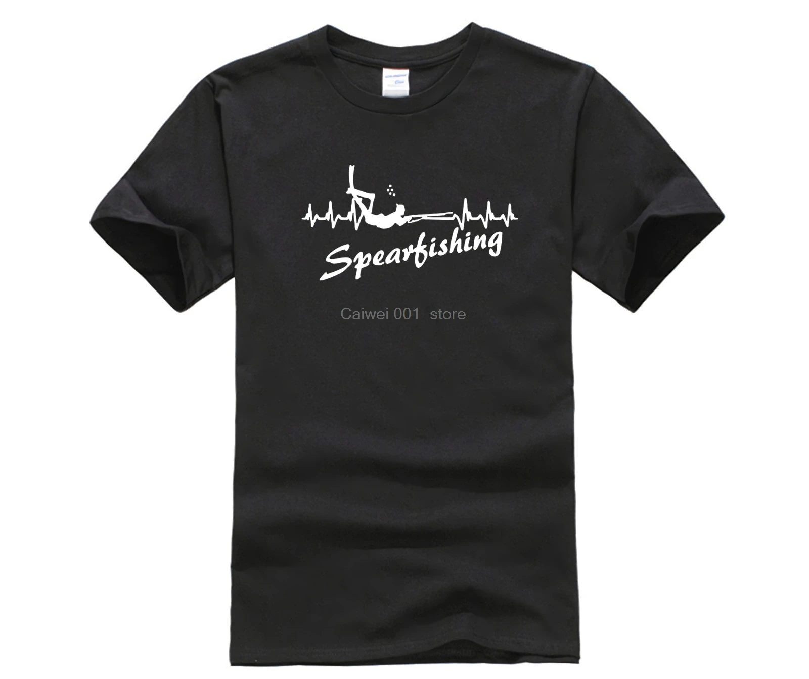 mans It s In My HeartBeat Spearfishing T Shirt Scuba Diver Spear Fishinger Brand Hot men's fun casual print shirt | Мужская одежда