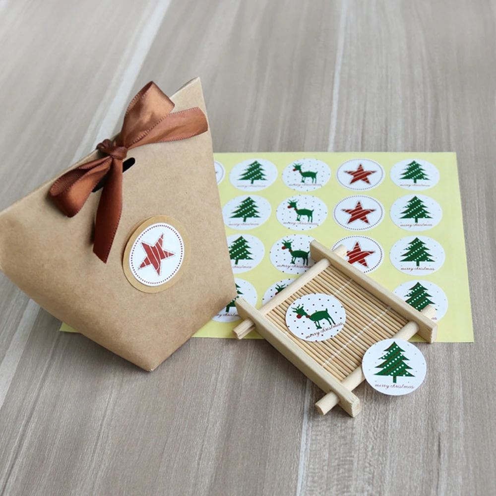 

Christmas Gift Package Stickers Elk Christmas Tree Baking Gift DIY Sticker Deer Star Design Paper Label Merry Christmas Sticker