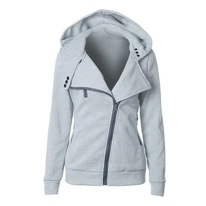flecking gray Vogue, женские толстовки, толстовка, весна, длинный рукав, на молнии, с капюшоном, sudaderas mujer, теплый женский спортивный костюм, Harajuku, пальто, Z35 - Цвет: flecking gray