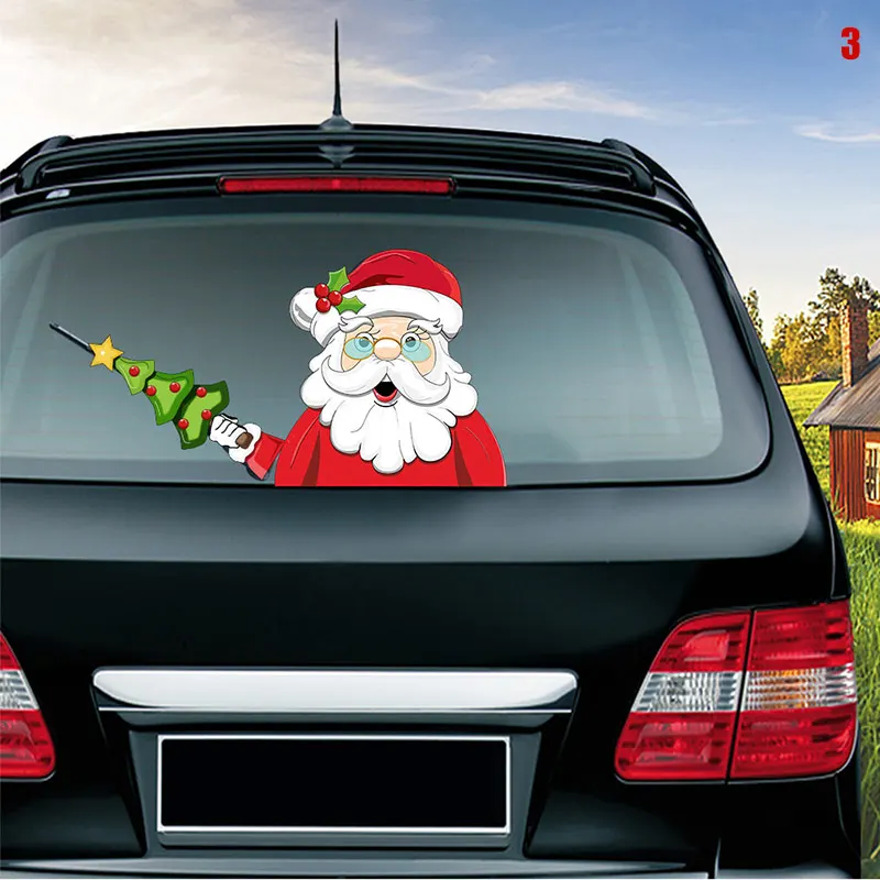 

Car Rear Wiper Decal Sticker Windshield Christmas Santa Claus Waving Decor Ornament Car Styling Car Sticker Decal