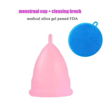 

Medical Grade Silicone Menstrual Cup&Cleaning Brush Sterilizing Menstrual Cup for Women Menstruation period Collector Lady Cups