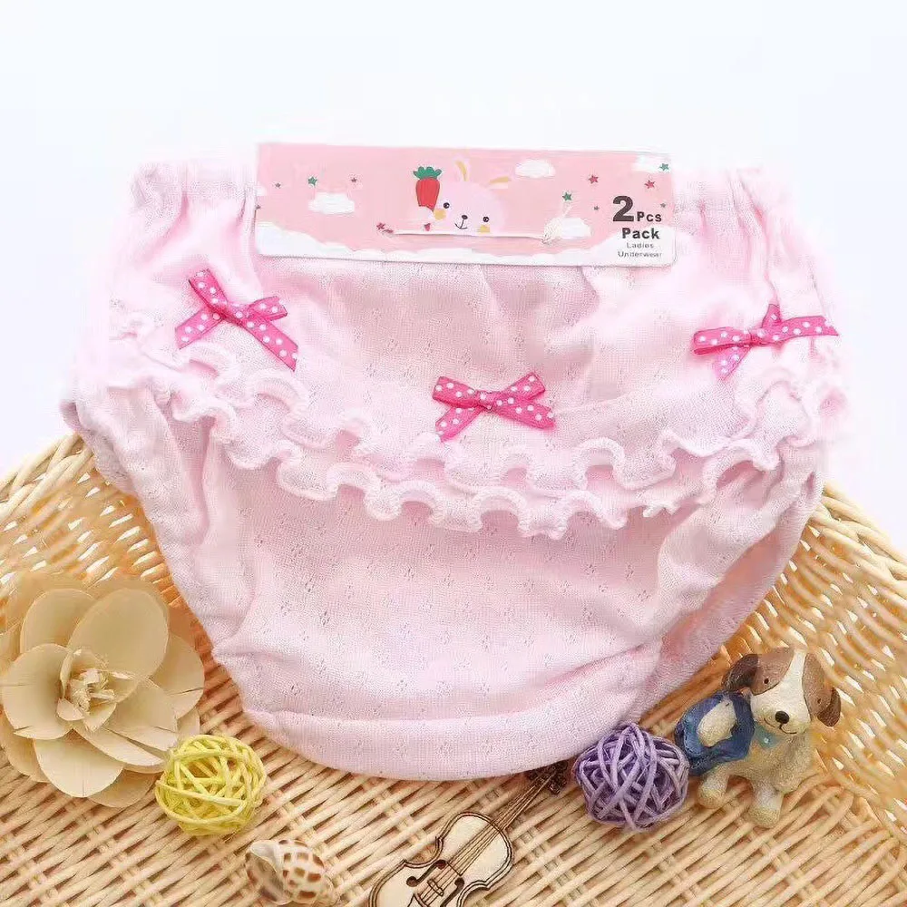2 pcs/set Baby Underwear Cotton Ruffled Bow Girl Panties Newborn Baby Girl Shorts Underwear 0-2 Years baby cotton panties baby cotton bloomers