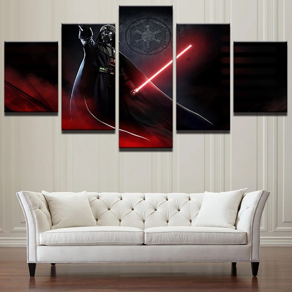 

Modular Art Picture Wall Home Decoration 5 Panel Star Wars Movie Posters Framed Living Room HD Printed Modern Painting On Canvas