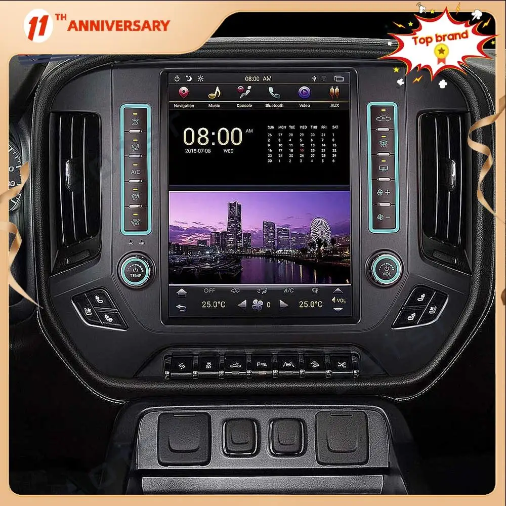 

Aotsr 12.1 inch Vertical Tesla PX6 Android 8.1 64GB CARPLAY Car Radio Player For GMC SIERRA 2014 - 2019 Car GPS Navigation DSP