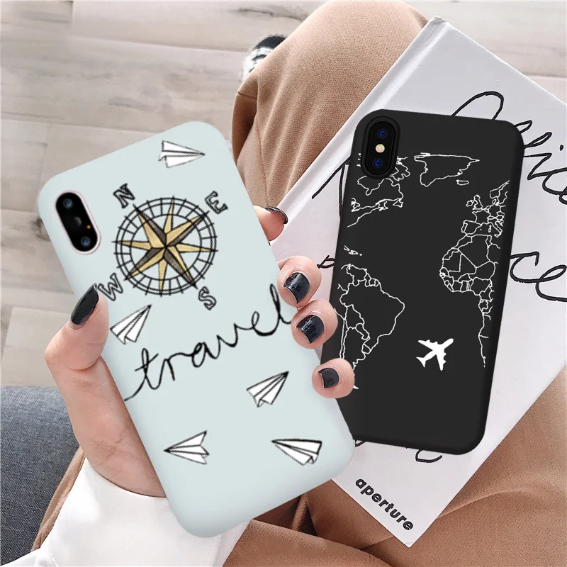 Противоударный чехол для телефона JAMULAR Travel Map iPhone XS MAX 11 Pro XR X 7 8 6s Plus черный