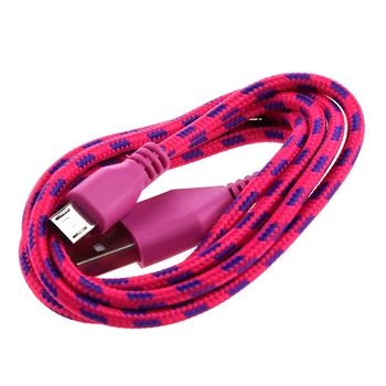 

1M Braided Fabric Mini USB Data&Sync Charger Cable Cord For Cell Phone Rose