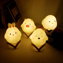

New Kawaii Mini Cute Cartoon Night Light Rabbit Bear Shaped Light Lamp Nightlight For Kids Toy Gifts Room Decor Bedside Lamp