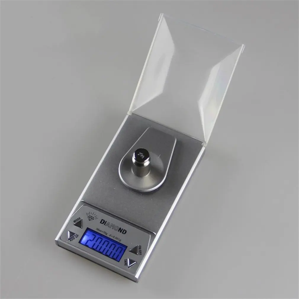 1 шт. Высокая точность 10/50 г 0 001 LCD Цифровые ювелирные весы Lab Gold Herb Balance Синяя
