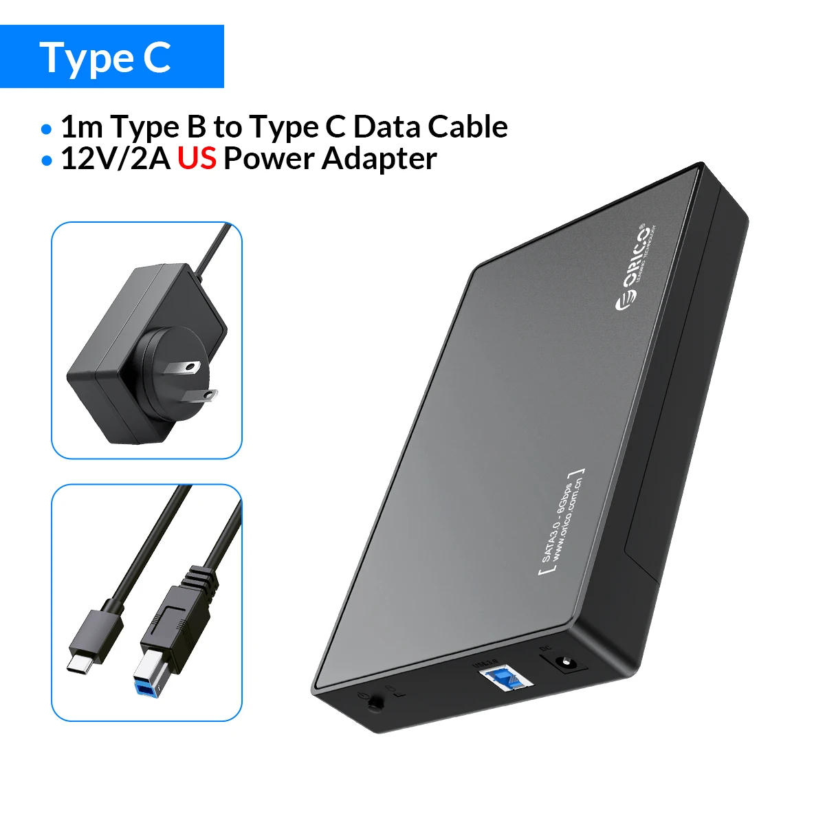 ORICO 3.5 inch External Hard Drive Enclosure SATA to USB 3.0 HDD Case with 12V/2A Power Adapter Support 16TB UASP Tool free 3.5 hdd external case usb 3.0 HDD Box Enclosures