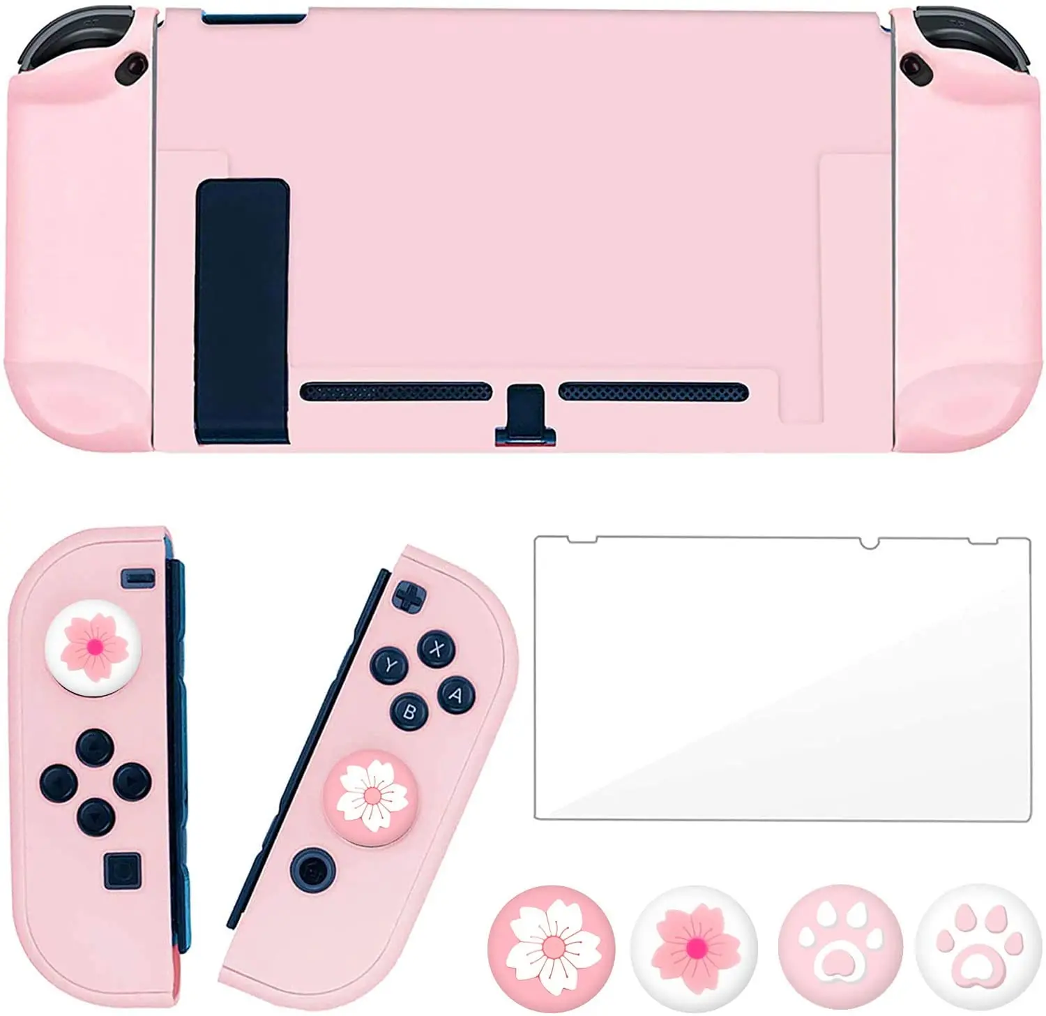Розовый защитный чехол для контроллеров Nintendo Switch Joy-Con стеклянный протектор
