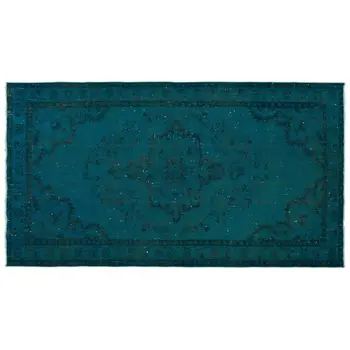 

Handmade Turquoise Vintage Overdyed Turkish Area Rug 150x272 Cm-4'11''X8'11''