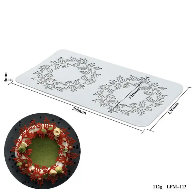 New Leaf Flower Ring Round Fondant Lace Mat Chocolate Mold DIY Baking Decoration Molecular Cuisine Printing Silicone Mold Style 13