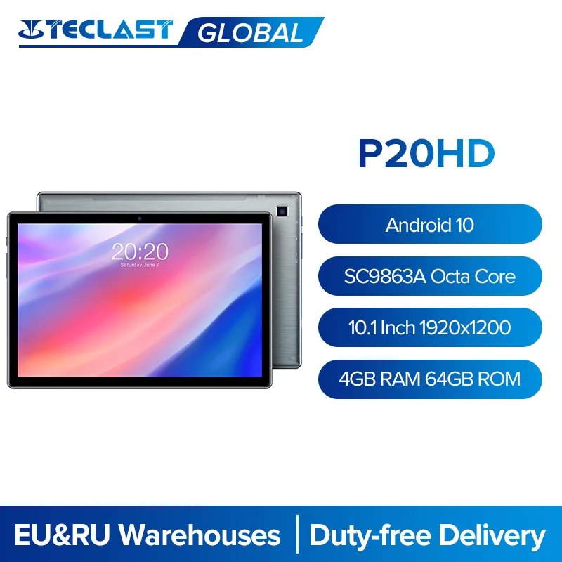 Teclast P20HD 10,1 pulgadas Tablet Android 10 1920x1200 Octa Core 4GB RAM 64GB ROM Dual 4G Phablet AI velocidad-tabletas PC Wifi Dual