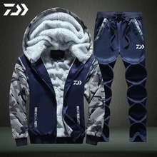 Костюм для рыбалки DAIWA, одежда для рыбалки, флисовая зимняя теплая спортивная одежда, мужская камуфляжная походная рубашка для рыбалки, брюки, мужская куртка для рыбалки