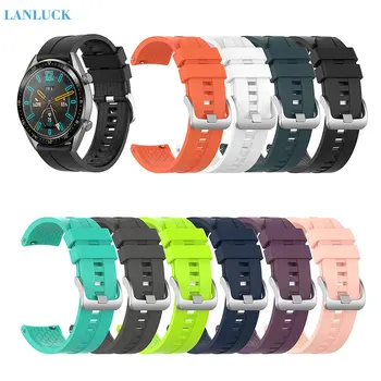 

Silicone Watchband Strap for Huawei Watch GT Silver Steel Buckle Interface 46MM Smart Watch Replacement Sport Band Accessories