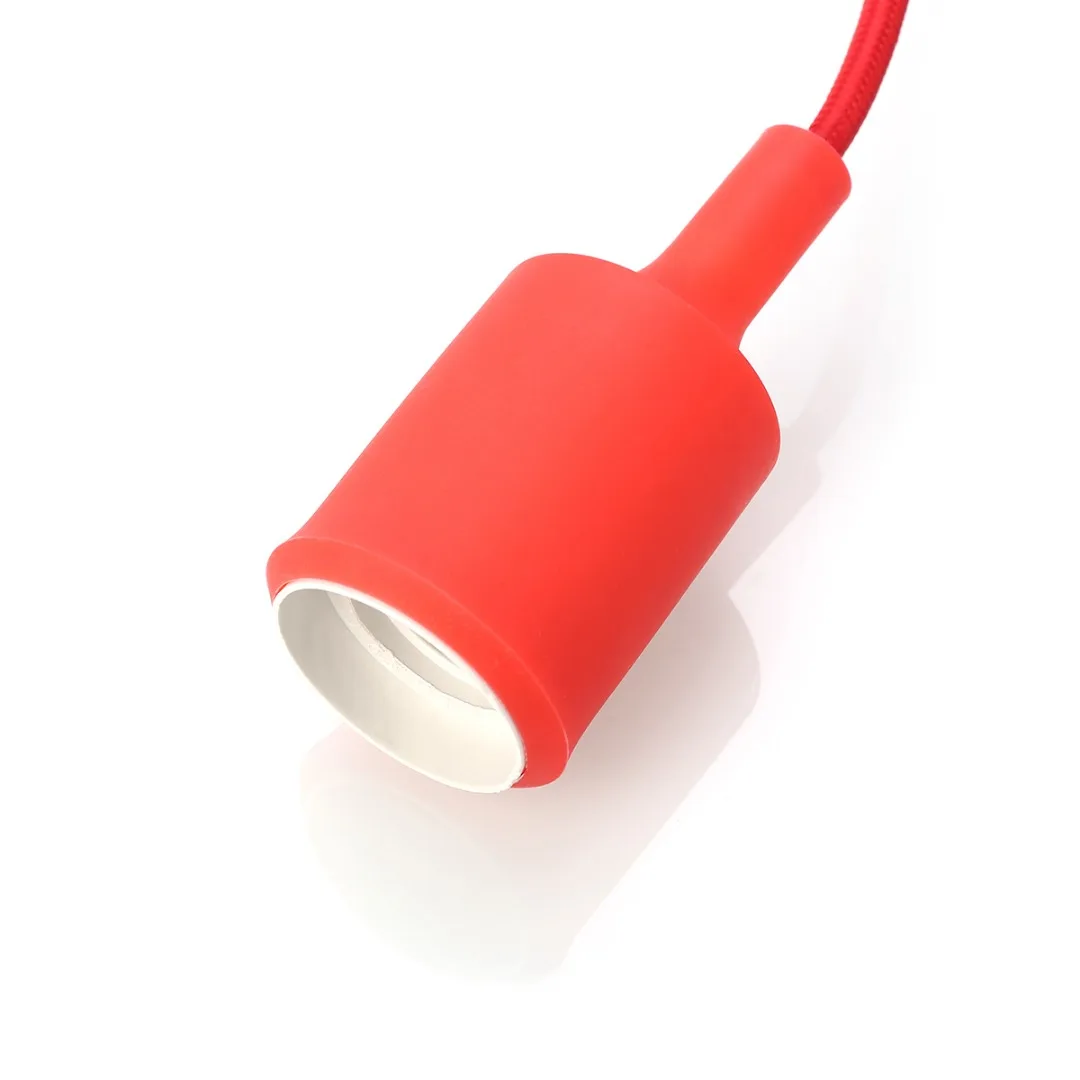 US Plug Cord with E26/E27 Lamp Holder Light Socket On/Off Button Switch Pendant Bulb Holder 5 feet 1.5m Red