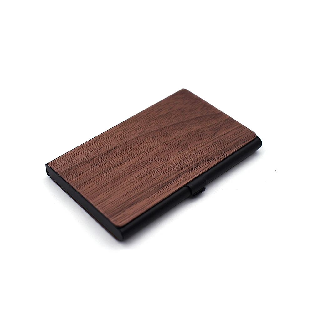 Personalized Wooden Business Card Holder Wood & Metal Case for Men and Women Perfect Gift