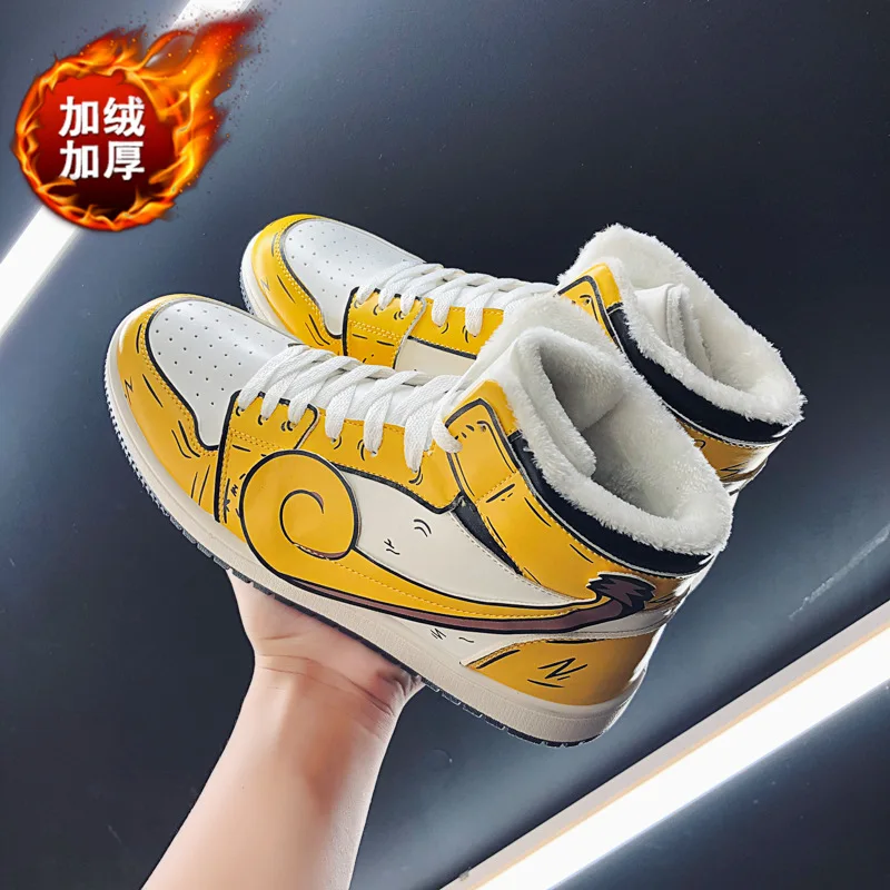 

MEN'S SHOES Winter Trendy Shoes plus Velvet Warm Students Couples High Shoes Trend New Style Korean-style Versatile Men Athletic