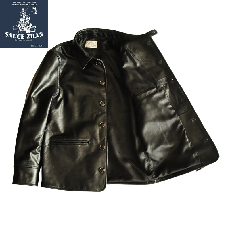 SauceZhan,, мужская кожаная куртка, кожаная куртка, модная мотоциклетная куртка, Мужская кожаная куртка, пальто Brakeman