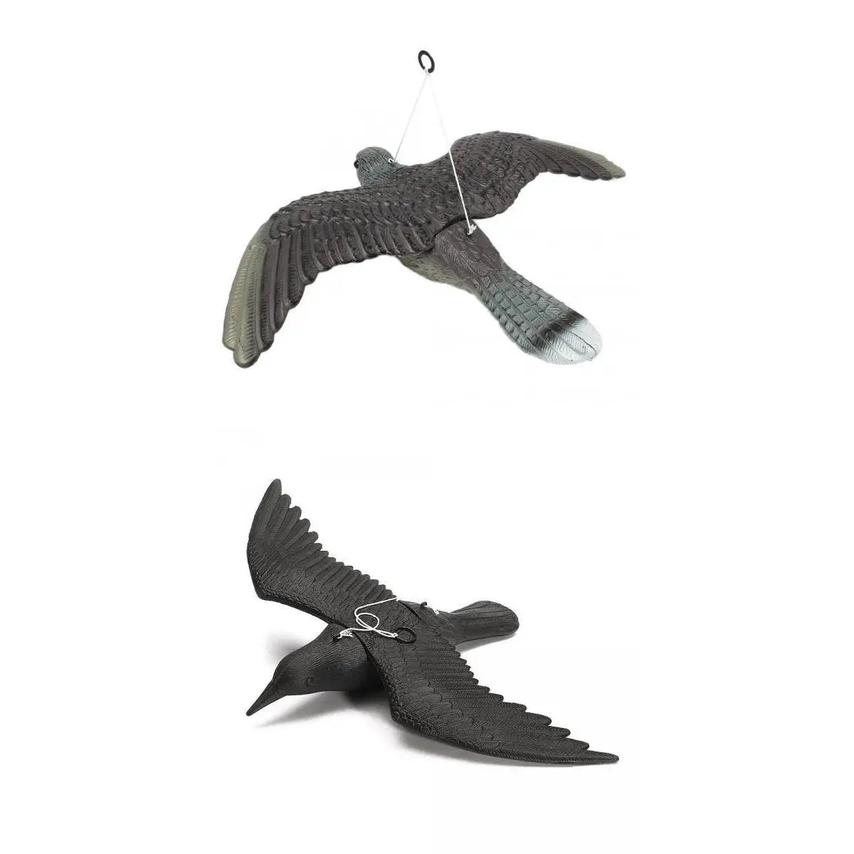 2x Lifelike Hawk & Crow Decoy Hunting Trap Garden Scarer Weed Pest Control