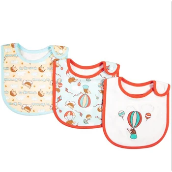 

3pcs / Set Baby Bib Burp Cartoon Printing Cotton Blends Scarf Baby Using Meal Collar Burp Snap Button Bibs