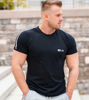 

2020 NEW Gyms cotton T-shirt Men Running Sport T-shirt Skinny Tee Shirt Male Fitness Bodybuilding Workout Black Tops 5MWY