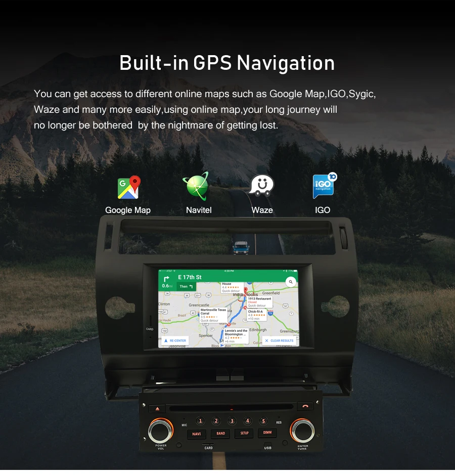 Best 7" Android 9.0 Car Radio GPS Navigation Multimedia Stereo Headunit For Citroen C4 C-Triomphe C-Quatre 2004-2009 Auto DVD Player 7