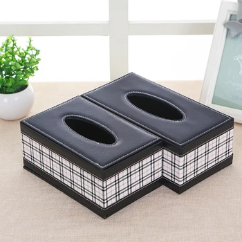 

Home Faux Leather Anti-moisture Rectangular Tissue Paper Napkin Storage Box Case